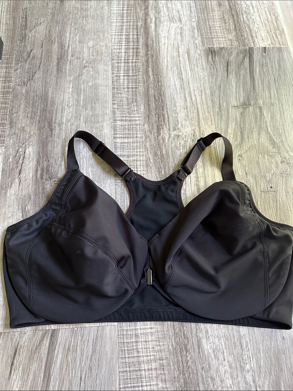 Glamorise Front Enclosure Wireless Black Racerback Bra - Comfortable Support